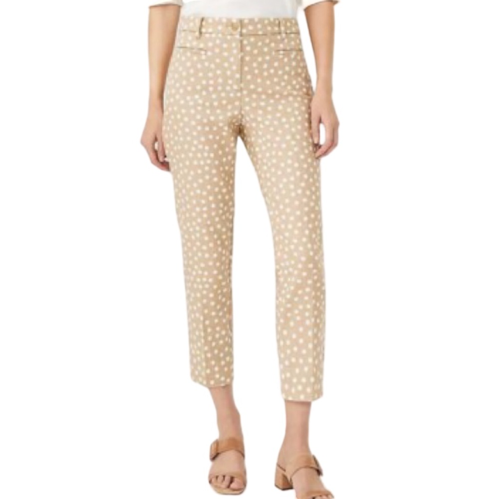 NWT Ann Taylor The Dot Mocha & White Basketweave Crop Pant